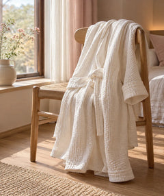 The Cherish Company — Year-Round Muslin Cotton Bathrobe in White