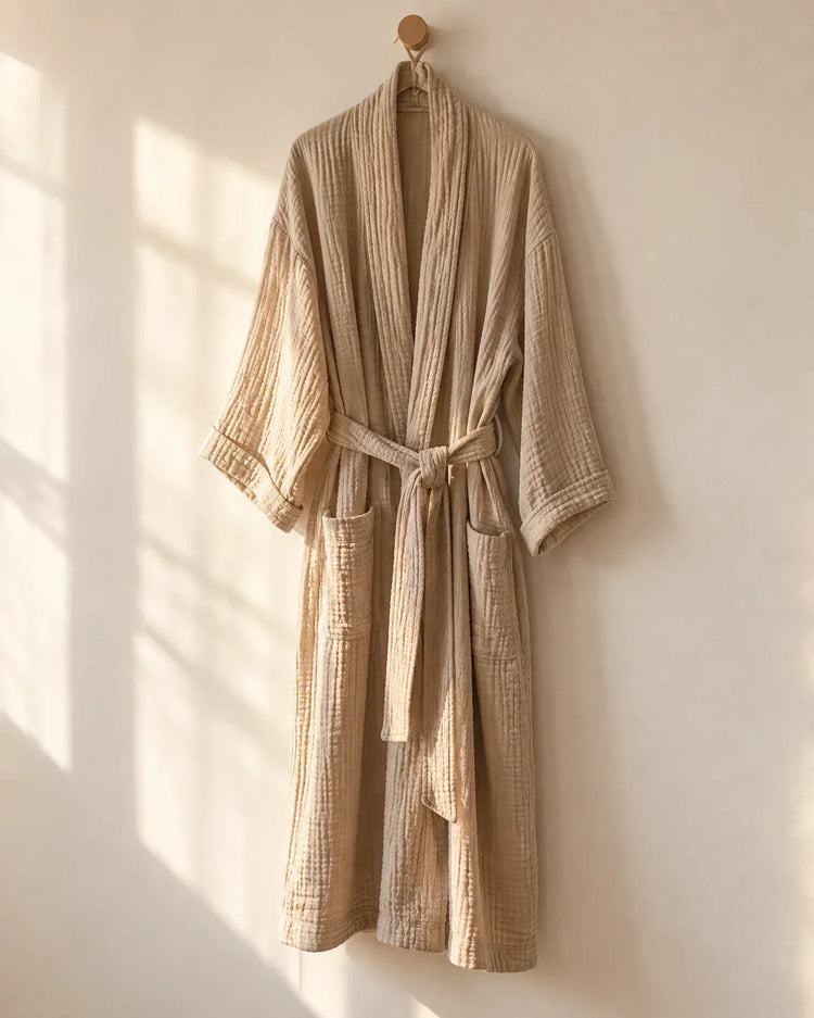 The Cherish Company — Quick-Dry Absorbent Muslin Robe in Khaki