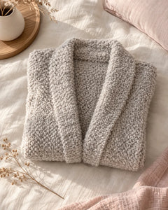 The Cherish Company — Oversized Bouclé Shawl-Collar Cardigan in Light Grey