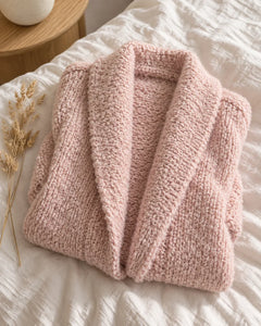 The Cherish Company — Oversized Bouclé Shawl-Collar Cardigan in Pink