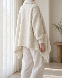 The Cherish Company — Oversized Bouclé Shawl-Collar Cardigan in White