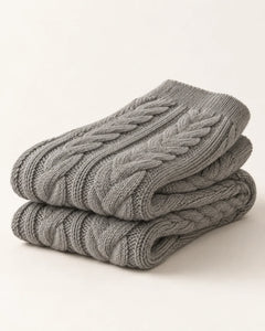 The Cherish Company — Over-Knee Stockings in Chunky Cable Knit in Grey