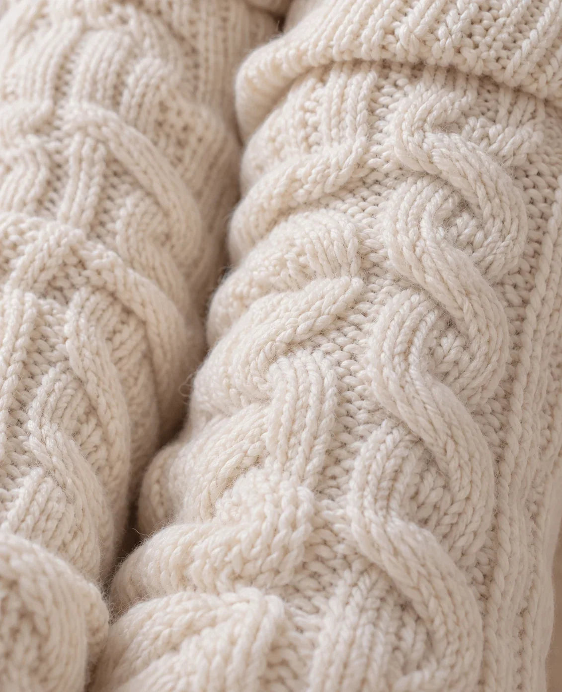 The Cherish Company — Over-Knee Stockings in Chunky Cable Knit in White