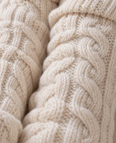 The Cherish Company — Over-Knee Stockings in Chunky Cable Knit in White