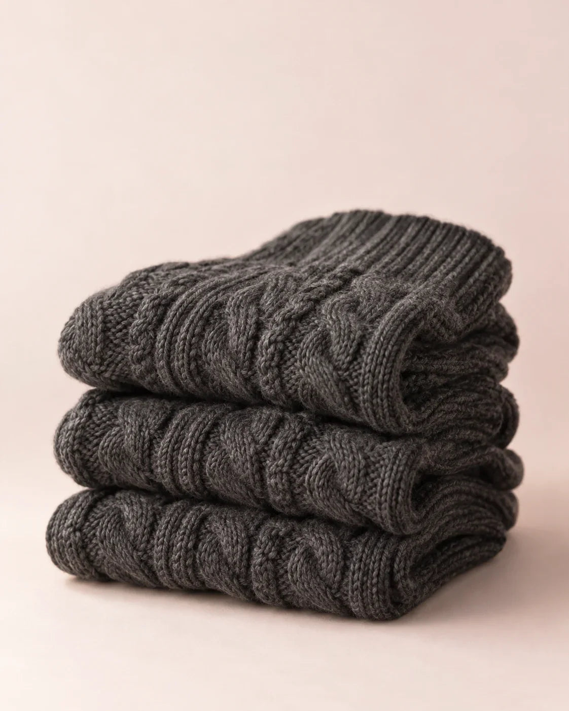 The Cherish Company — Over-Knee Stockings in Chunky Cable Knit in Dark Grey