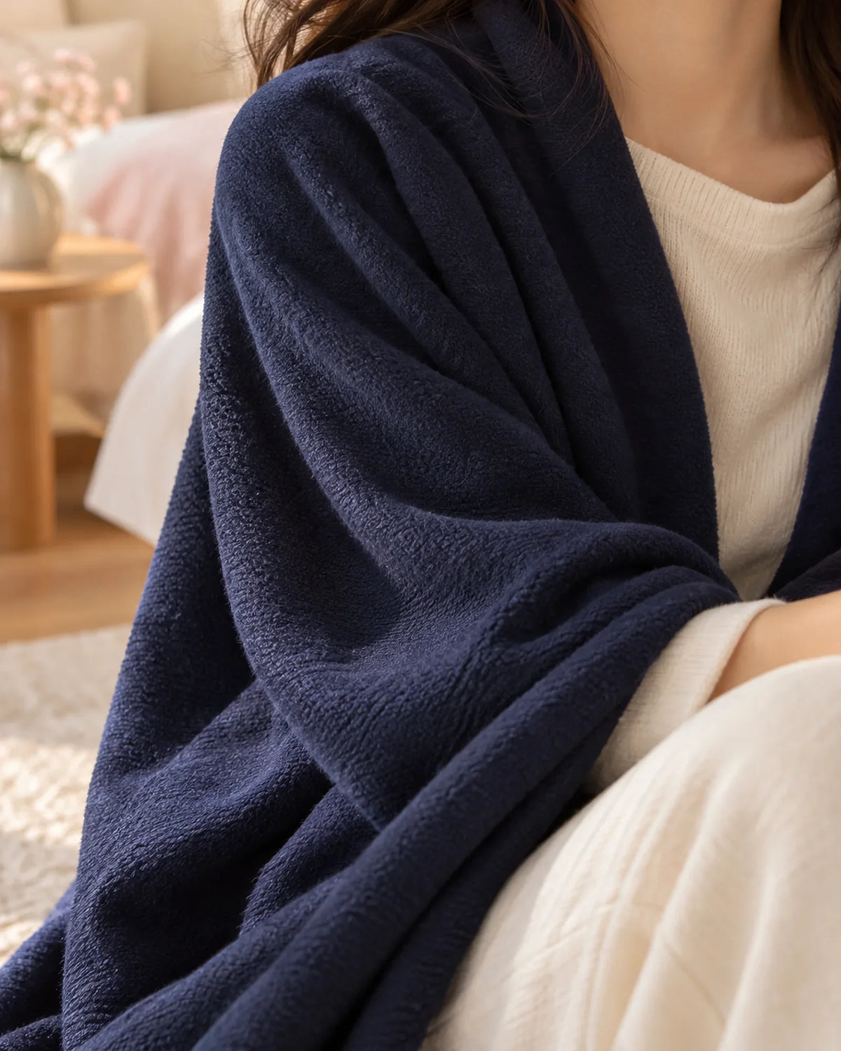 The Cherish Company — Extra-Wide Fleece Drape Wrap in Limited Edition: Navy