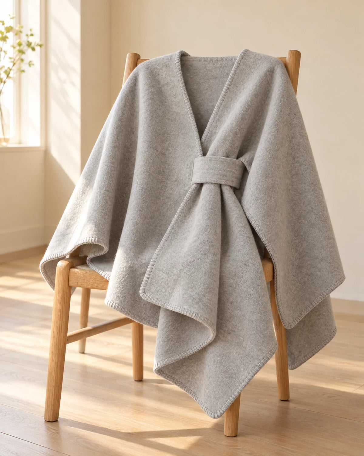 The Cherish Company — Extra-Wide Fleece Drape Wrap in Light Gray