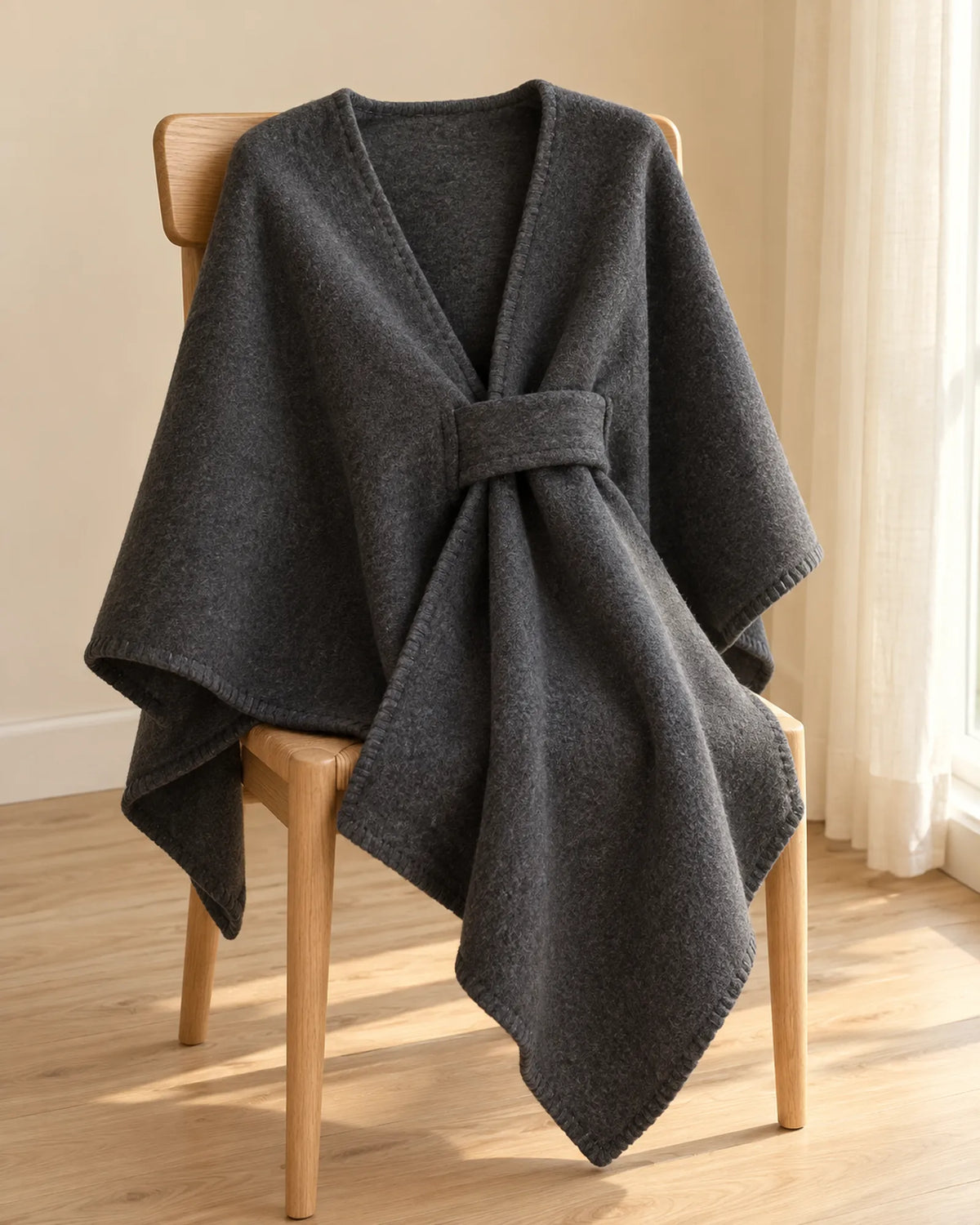 The Cherish Company — Extra-Wide Fleece Drape Wrap in Dark Gray