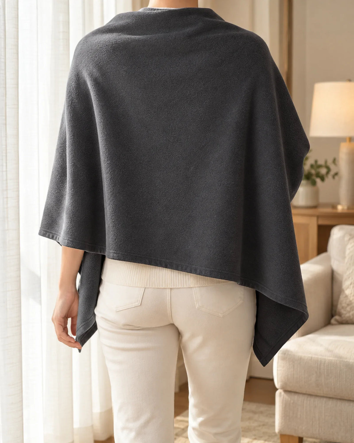 The Cherish Company — Extra-Wide Fleece Drape Wrap in Dark Gray