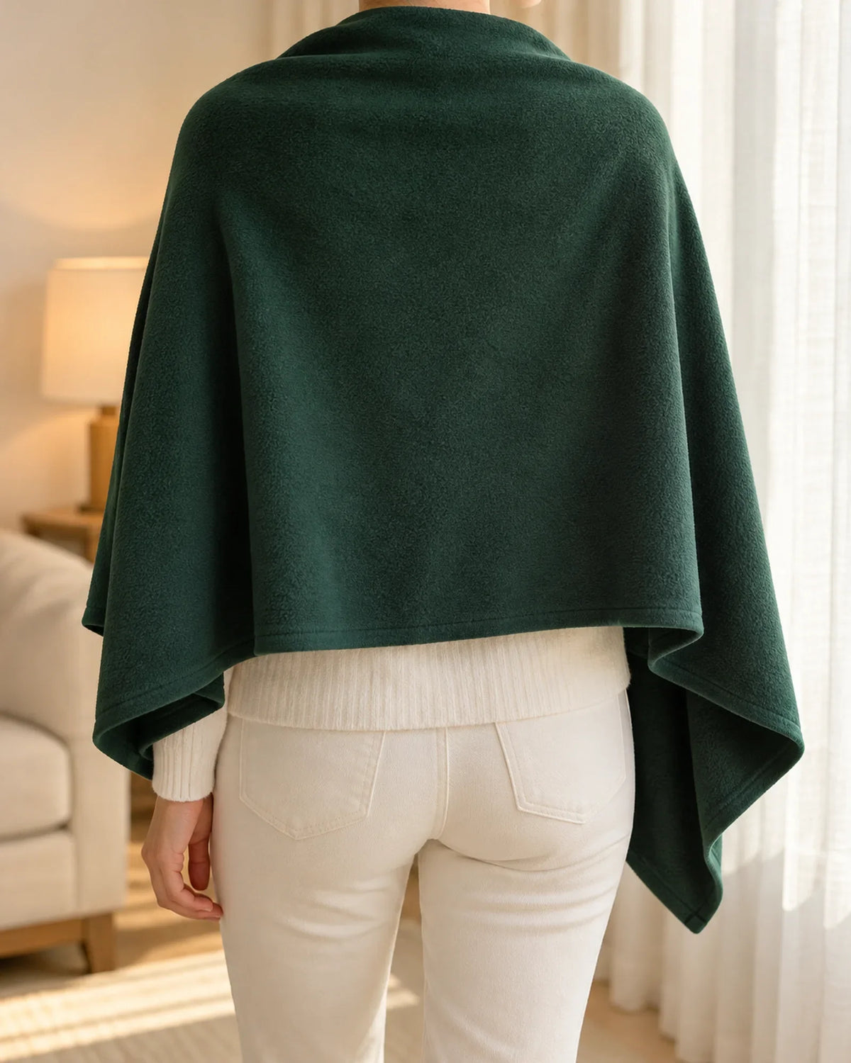 The Cherish Company — Extra-Wide Fleece Drape Wrap in Dark Green