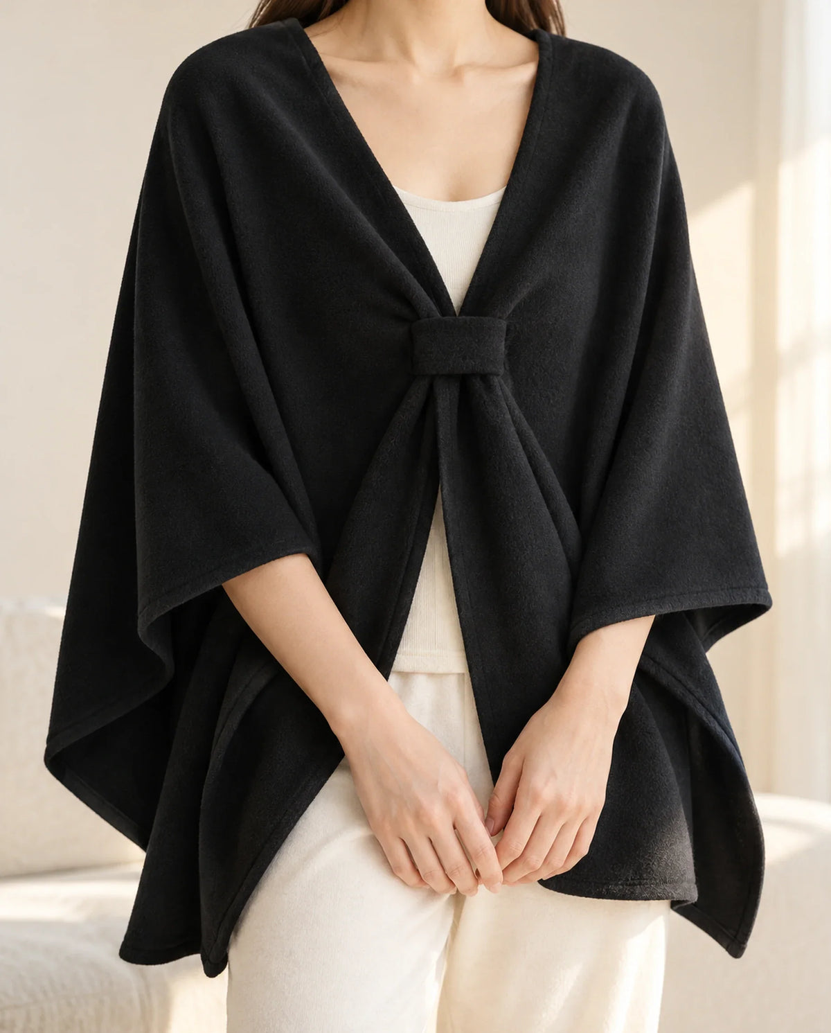 The Cherish Company — Extra-Wide Fleece Drape Wrap in Black