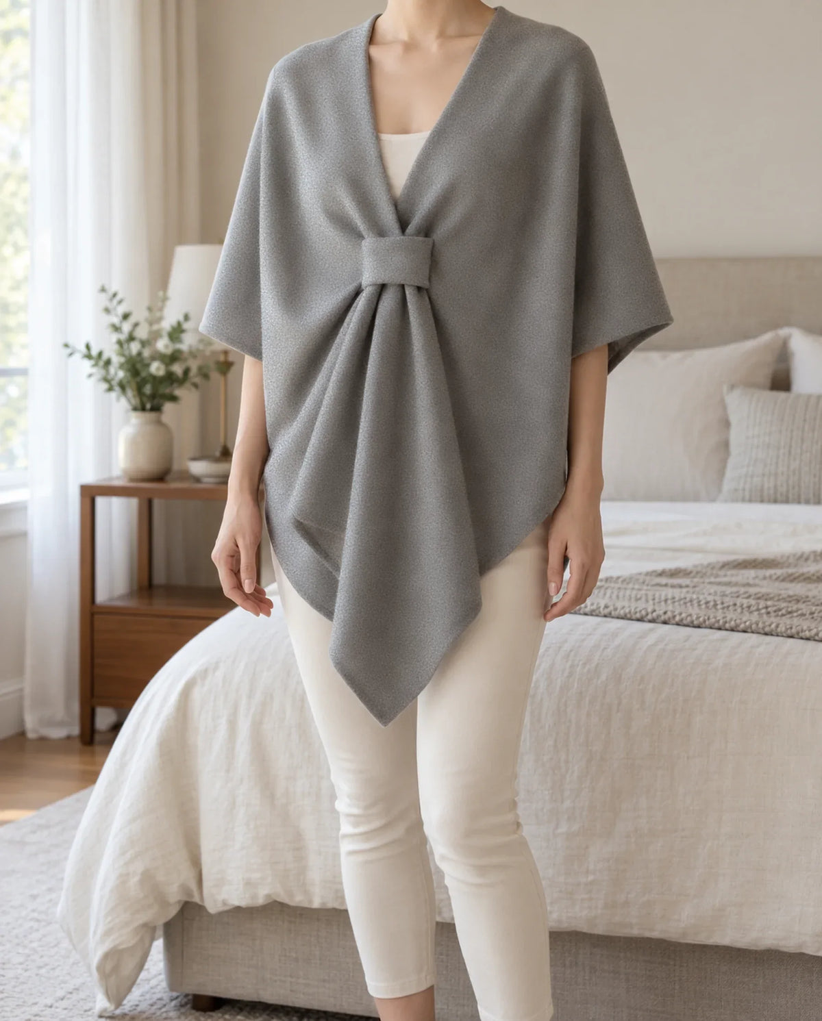 The Cherish Company — Extra-Wide Fleece Drape Wrap in Light Gray