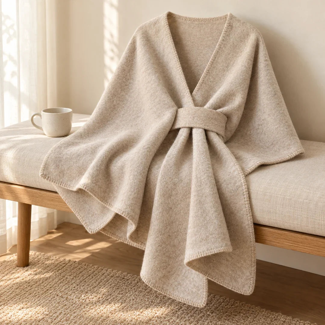 The Cherish Company — Extra-Wide Fleece Drape Wrap in Beige