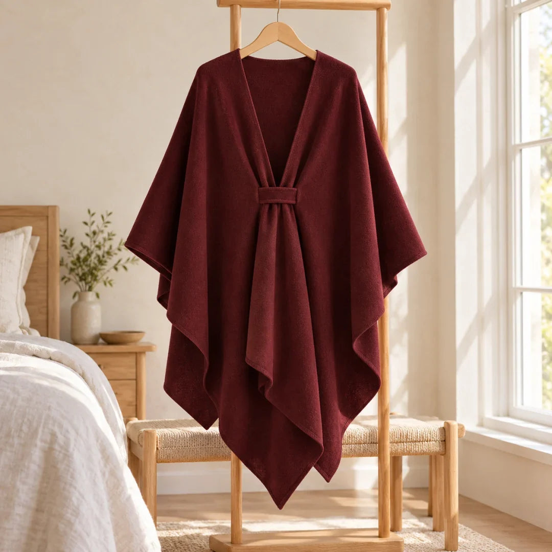 The Cherish Company — Extra-Wide Fleece Drape Wrap in Wine Red