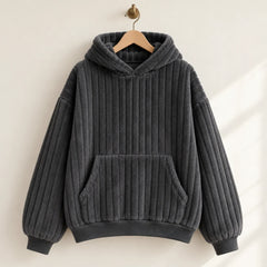 The Cherish Company — Oversized Fleece Lounge Hoodie in Dark Grey