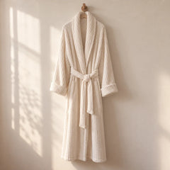 The Cherish Company — Long Ribbed Plush Knit Robe with Tie Belt in White