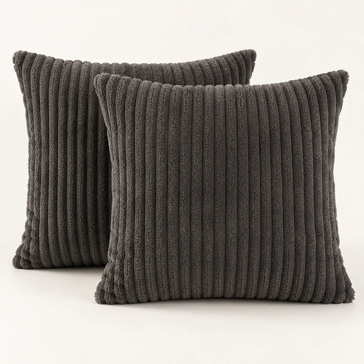 The Cherish Company — Two-Pack Plush Fleece Pillowcases in Dark Grey
