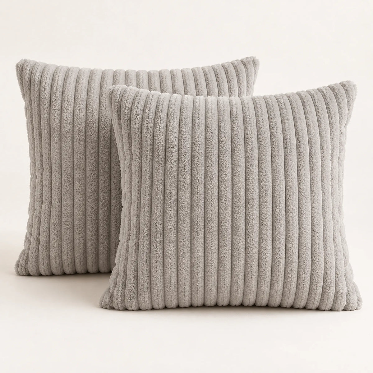 The Cherish Company — Two-Pack Plush Fleece Pillowcases in Light Grey