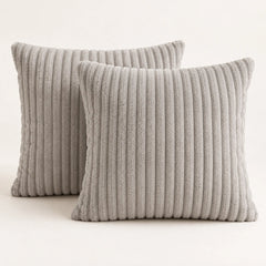The Cherish Company — Two-Pack Plush Fleece Pillowcases in Light Grey