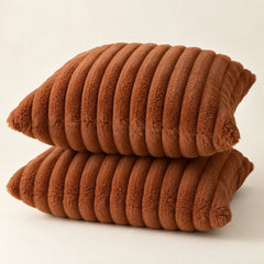 The Cherish Company — Two-Pack Plush Fleece Pillowcases in Brown