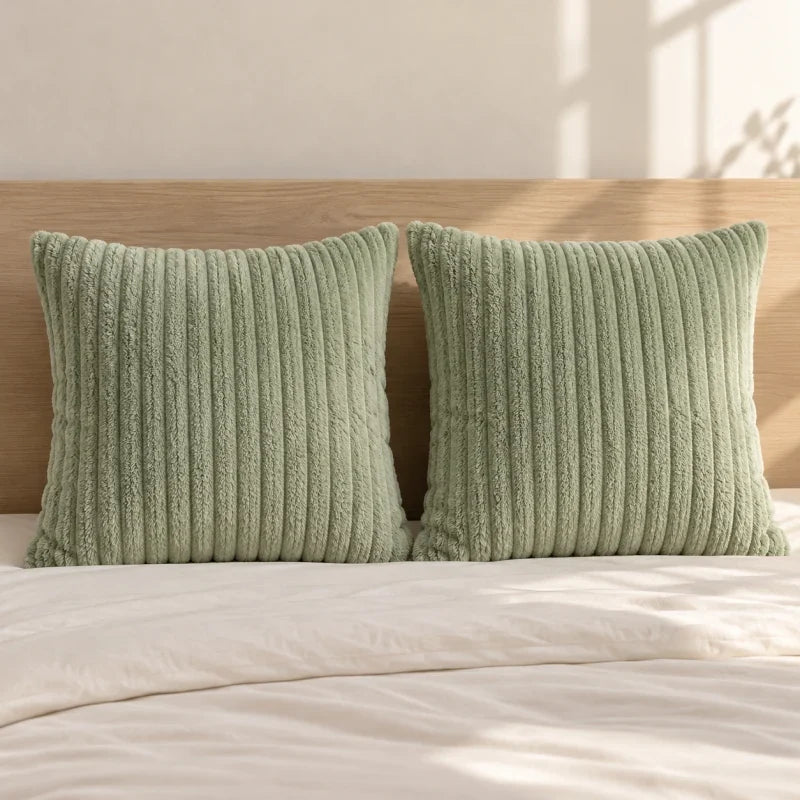 The Cherish Company — Two-Pack Plush Fleece Pillowcases in Green