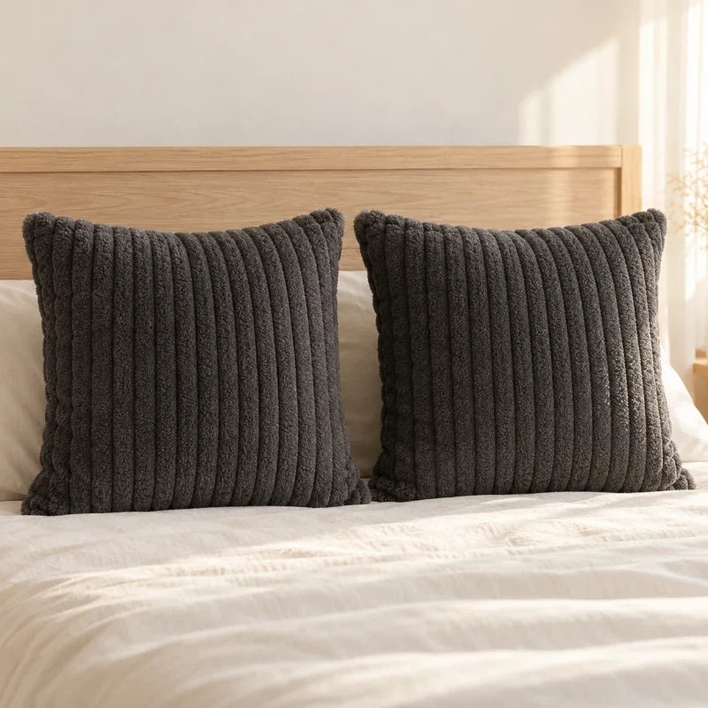 The Cherish Company — Two-Pack Plush Fleece Pillowcases in Dark Grey