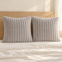The Cherish Company — Two-Pack Plush Fleece Pillowcases in Light Grey