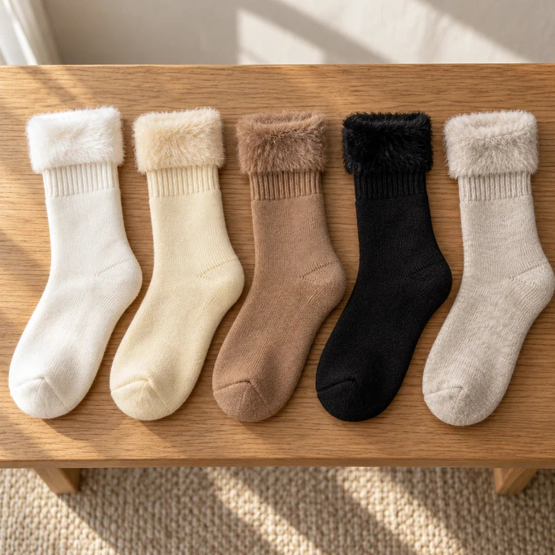The Cherish Company — Soft Fleece House Socks for Lazy Mornings in White, Cream, Brown, Black, Khaki