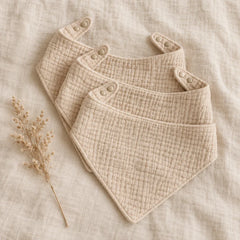 The Cherish Company — Ten-Pack Snap-On Muslin Bibs in Beige