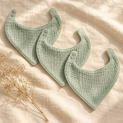 The Cherish Company — Ten-Pack Snap-On Muslin Bibs in Light Green