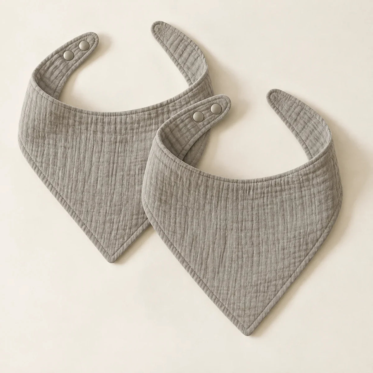 The Cherish Company — Ten-Pack Snap-On Muslin Bibs in Gray
