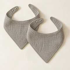 The Cherish Company — Ten-Pack Snap-On Muslin Bibs in Gray