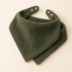 The Cherish Company — Ten-Pack Snap-On Muslin Bibs in Dark Green
