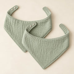 The Cherish Company — Ten-Pack Snap-On Muslin Bibs in Light Green