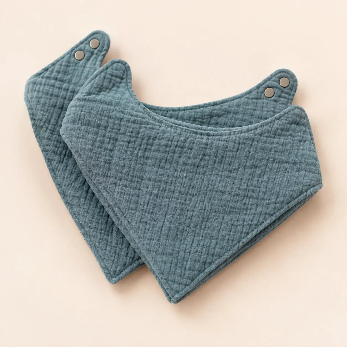 The Cherish Company — Ten-Pack Snap-On Muslin Bibs in Blue