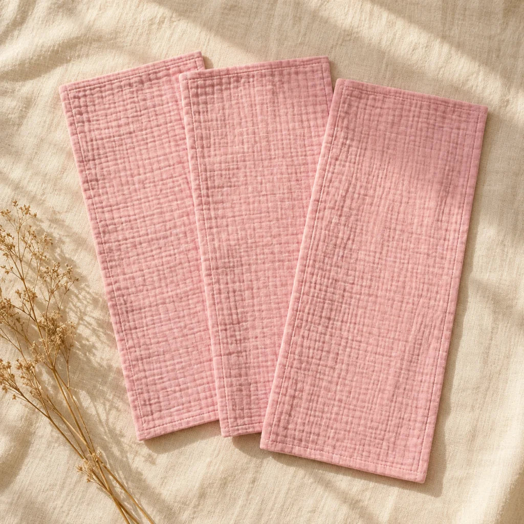 The Cherish Company — Baby Burp Cloths in Absorbent Muslin in Pink