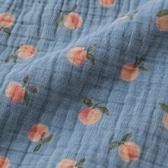 The Cherish Company — Peach Print Short-Sleeve Muslin Pajamas in Blue