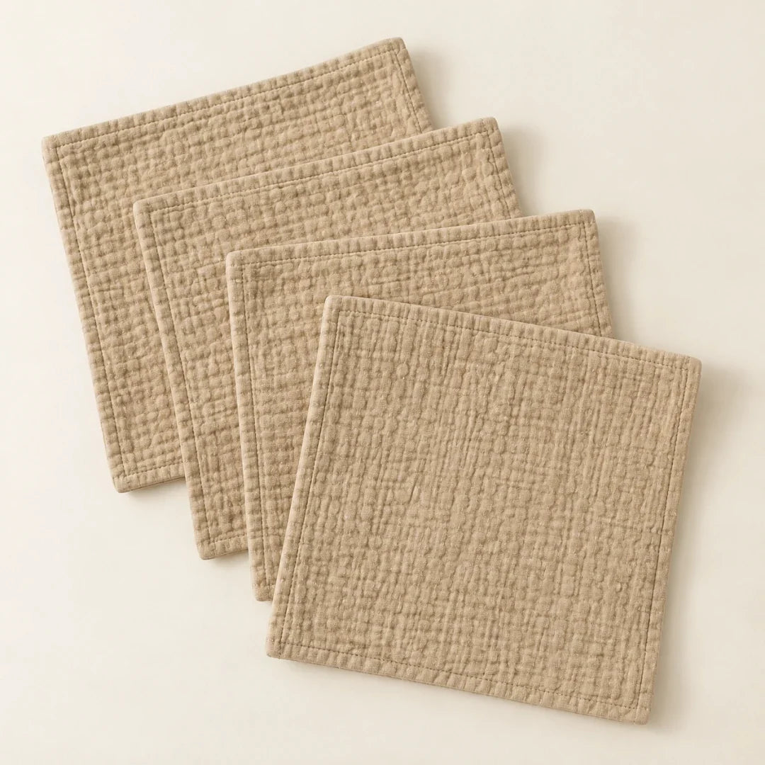 The Cherish Company — Six-Pack Muslin Face Cloths in Dune