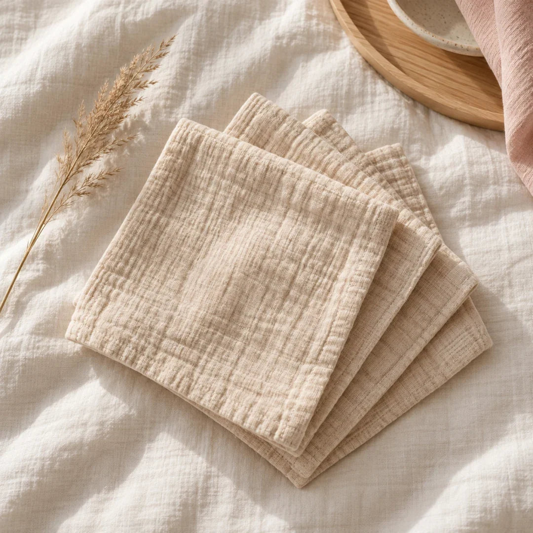 The Cherish Company — Six-Pack Muslin Face Cloths in Dune