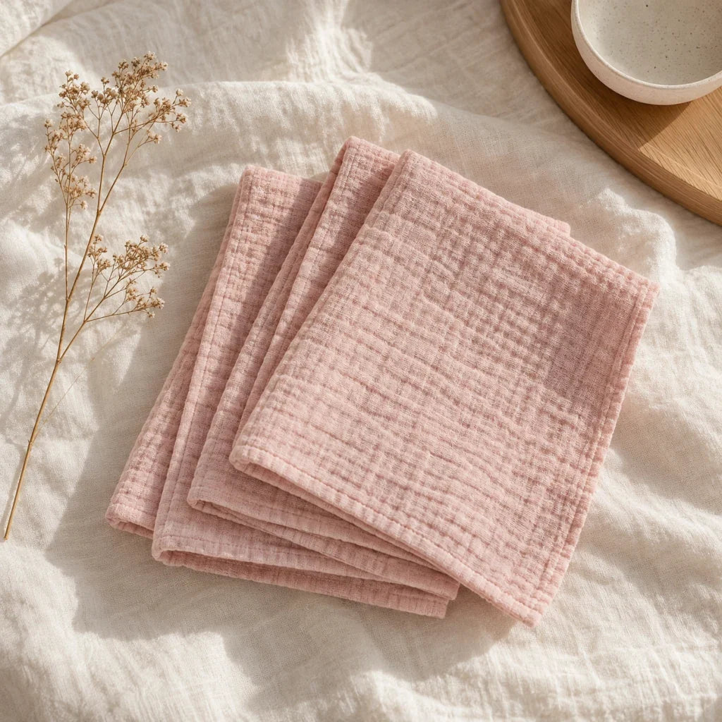 The Cherish Company — Six-Pack Muslin Face Cloths in Pink