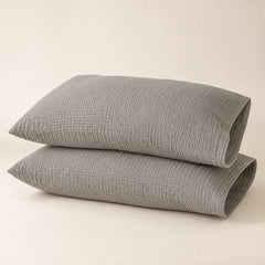 The Cherish Company — Pair of Standard Muslin Pillowcases in Gray