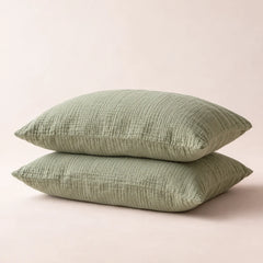 The Cherish Company — Pair of Standard Muslin Pillowcases in Green