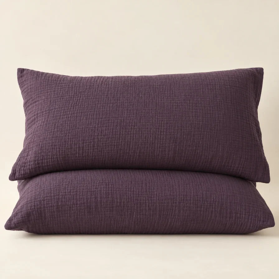 The Cherish Company — Pair of Standard Muslin Pillowcases in Purple