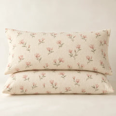 The Cherish Company — Pair of Standard Muslin Pillowcases in Magnolia Print