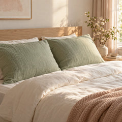 The Cherish Company — Pair of Standard Muslin Pillowcases in Green