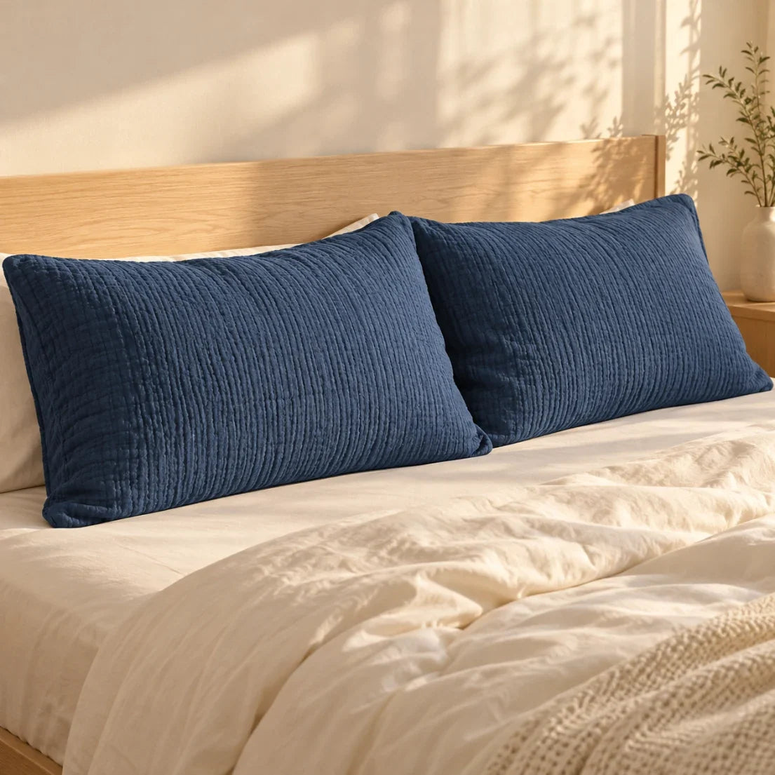 The Cherish Company — Pair of Standard Muslin Pillowcases in Blue