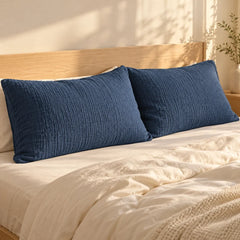 The Cherish Company — Pair of Standard Muslin Pillowcases in Blue