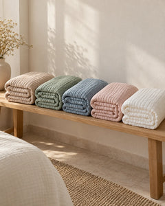 The Cherish Company — AltiCoddle™ Premium Extra-Thick Muslin Blanket in Dune, Green, Blue, Pink, White