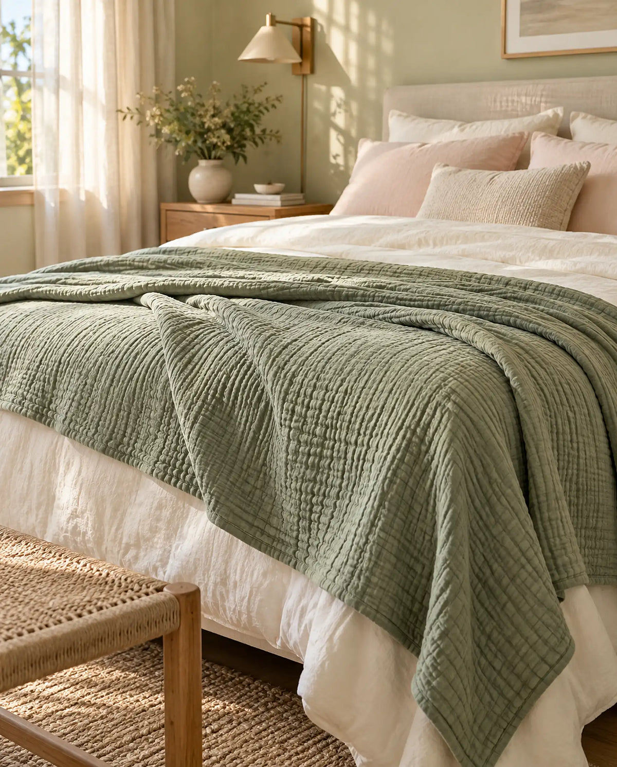 The Cherish Company — AltiCoddle™ Premium Extra-Thick Muslin Blanket in Green