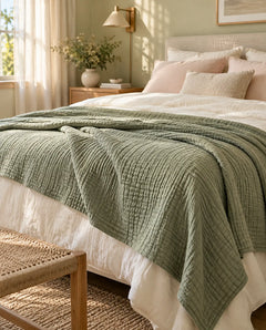 The Cherish Company — AltiCoddle™ Premium Extra-Thick Muslin Blanket in Green